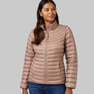 New 32 DEGREES Ultra Light Down Packable Puffer Jacket Metallic Taupe L